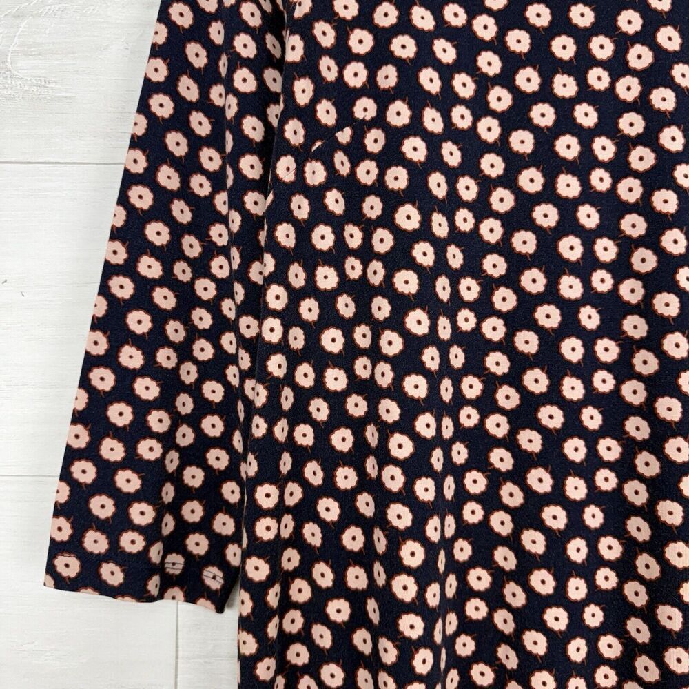 Boden Selena Jersey Knit Dress Size US 6R Floral Navy Keyhole Neck Peplum Hem - Picture 6 of 16